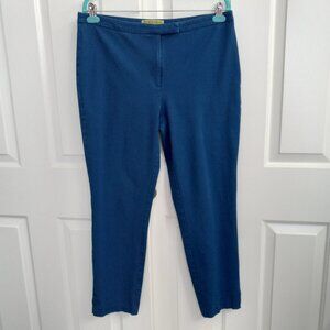 Sigrid Olsen Signature Capri Pants Women's 14 Blue Stretch Cotton Blend Twill